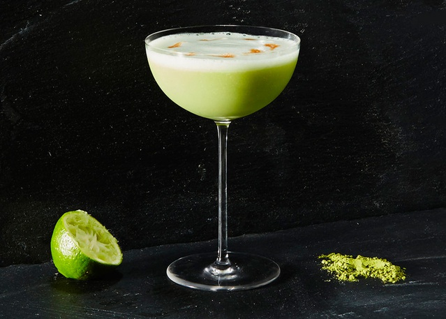 Matcha Pisco Sour Cocktail